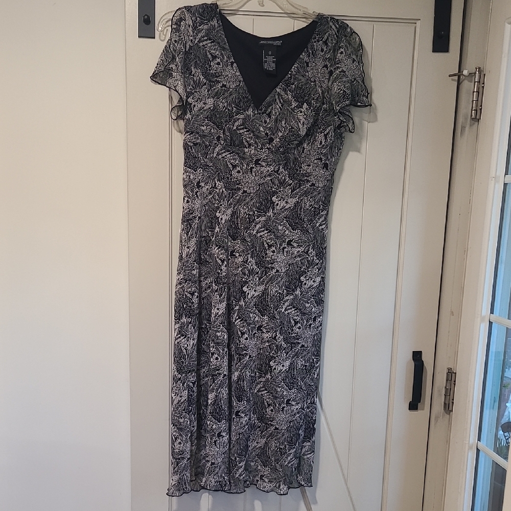 Jonathan Martin Monochrome Patterned Midi Dress